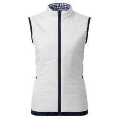 FootJoy Ladies Reversible Insulated Vest White - Navy - Houndstooth