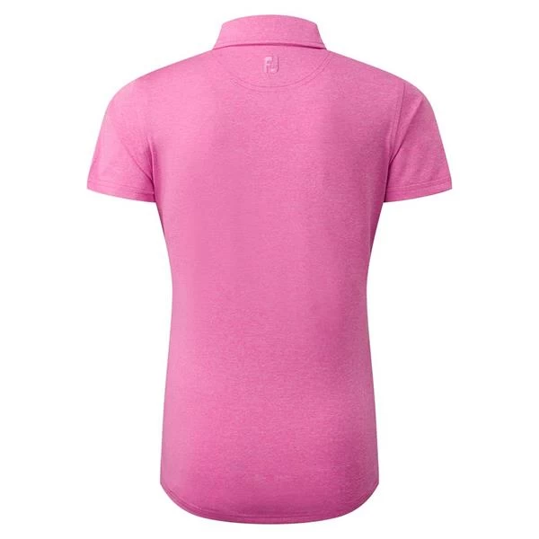FootJoy Ladies Heather Self-Collar Lisle Polo Shirt Hot Pink 2 FootJoy Ladies Heather Self-Collar Lisle Polo Shirt Hot Pink - Image 2