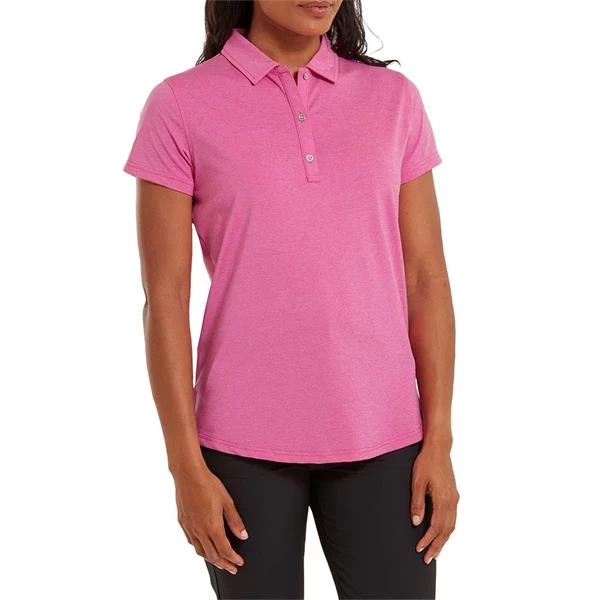 FootJoy Ladies Heather Self-Collar Lisle Polo Shirt Hot Pink 3 FootJoy Ladies Heather Self-Collar Lisle Polo Shirt Hot Pink - Image 3