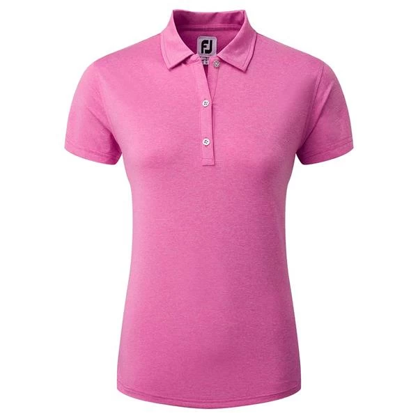 FootJoy Ladies Heather Self-Collar Lisle Polo Shirt Hot Pink 1 FootJoy Ladies Heather Self-Collar Lisle Polo Shirt Hot Pink