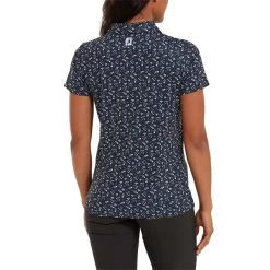 FootJoy Ladies Floral Print Lisle Polo Shirt Navy - White 8 FootJoy Ladies Floral Print Lisle Polo Shirt Navy - White -FootJoy P 80240FOOTJOYSHIRTNAVYWHITELADIES 3 L