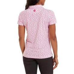 FootJoy Ladies Floral Print Lisle Polo Shirt White - Hot Pink 8 FootJoy Ladies Floral Print Lisle Polo Shirt White - Hot Pink -FootJoy P 80245FOOTJOYSHIRTWHITEHOTPINKLADIES 3 L