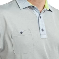 FootJoy Gents Heather Pinstripe Shirt White - Grey -FootJoy P 84389FJGENTSHEATHERPINSTRIPESHIRTWHITEGREY 2 L