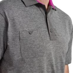 FootJoy Gents Heather Pinstripe Shirt White - Black -FootJoy P 84390FJGENTSHEATHERPINSTRIPESHIRTWHITEBLACK 2 L