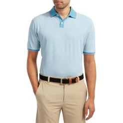 FootJoy Gents Pique Ministripe Polo Shirt Storm Blue -FootJoy P 84461FOOTJOYSHIRTBLUEGENTS 2 L