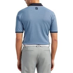 FootJoy Gents Pique Mini Stripe Polo Shirt Navy - Lagoon -FootJoy P 84462FOOTJOYSHIRTNAVYLAGOONGENTS 3 L