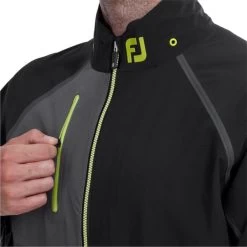 FootJoy Gents Hydro Tour Waterproof Jacket Black - Charcoal - Lime -FootJoy P 87971FJGENTSHYDROTOURWPJACKETBLACKCHARLIME 3 L