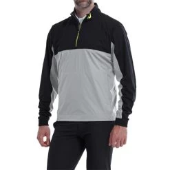 FootJoy Gents HydroKnit Waterproof Half Zip Black - Grey - Lime -FootJoy P 87981FJGENTSHYDROKNITWPHALFZIPBLACKGREY 2 L