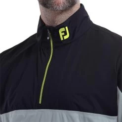 FootJoy Gents HydroKnit Waterproof Half Zip Black - Grey - Lime -FootJoy P 87981FJGENTSHYDROKNITWPHALFZIPBLACKGREY 3 L