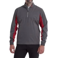 FootJoy Gents HydroKnit Waterproof Half Zip Charcoal - Red - White -FootJoy P 87983FJGENTSHYDROKNITWPHALFZIPCHARREDWHITE 2 L