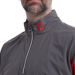 FootJoy Gents HydroKnit Waterproof Half Zip Charcoal - Red - White -FootJoy P 87983FJGENTSHYDROKNITWPHALFZIPCHARREDWHITE 3 L