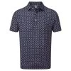 FootJoy Gents Leaping Dolphins Lisle Shirt Navy - Lavender