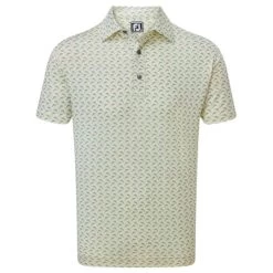 FootJoy Gents Leaping Dolphins Lisle Shirt Lemonade - Dove Grey