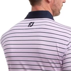 FootJoy Gents Accented Stripe Lisle Shirt Lavender - White - Navy -FootJoy P 88367FJGENTSACCENTEDSTRIPELSHIRTLAVWHITENAVY 3 L