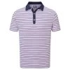 FootJoy Gents Accented Stripe Lisle Shirt Lavender - White - Navy