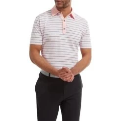 FootJoy Gents Accented Stripe Lisle Shirt Pink - Graphite -FootJoy P 88368FJGENTSACCENTEDSTRIPELSHIRTPINKGRAPH 2 L