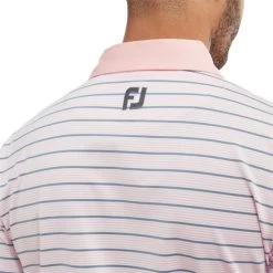 FootJoy Gents Accented Stripe Lisle Shirt Pink - Graphite -FootJoy P 88368FJGENTSACCENTEDSTRIPELSHIRTPINKGRAPH 3 L