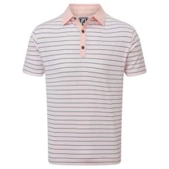 FootJoy Gents Accented Stripe Lisle Shirt Pink - Graphite