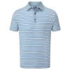 FootJoy Gents Accented Stripe Lisle Shirt Grey - White - Royal