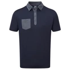 FootJoy Gents Tonal Trim Solid Lisle Shirt Navy