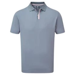 FootJoy Gents Solid Stripe Placket Pique Shirt Graphite - Pink