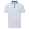 FootJoy Gents Solid Stripe Placket Pique Shirt White - Blue