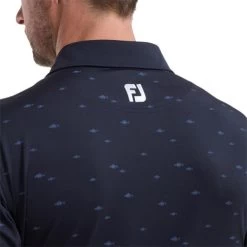 FootJoy Gents School Of Fish Lisle Shirt Navy -FootJoy P 88386FJGENTSSCHOLLOFFISHLISLESHIRTNAVY 3 L