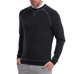 FootJoy Gents French Terry Crew Neck Sweater Navy -FootJoy P 88406FOOTJOYSWEATERHEATHERNAVYGENTS 2 L