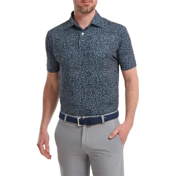 FootJoy Gents Granite Print Lisle Shirt Navy 3 FootJoy Gents Granite Print Lisle Shirt Navy - Image 3