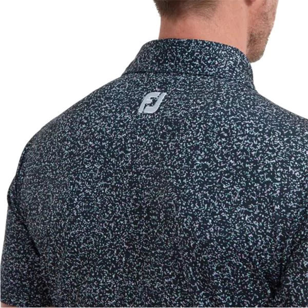 FootJoy Gents Granite Print Lisle Shirt Navy 4 FootJoy Gents Granite Print Lisle Shirt Navy - Image 4