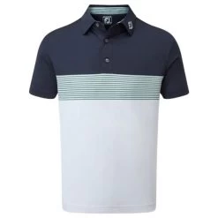 FootJoy Gents Colour Block Pique Shirt Navy - White - Sage