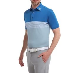 FootJoy Gents Colour Block Pique Shirt Royal - Grey - White -FootJoy P 88422FJGENTSCOLOURBLOCKPIQUESHIRTROYALGREYWHT 2 L