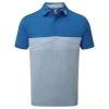FootJoy Gents Colour Block Pique Shirt Royal - Grey - White