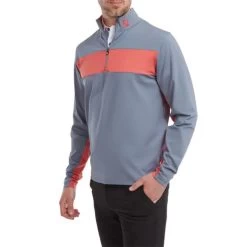 FootJoy Gents Engineered Chest Stripe Chill-Out Graphite - Coral -FootJoy P 88427FJGENTSENGCHESTSTRIPECHILLOUTGRAPHCORAL 2 L
