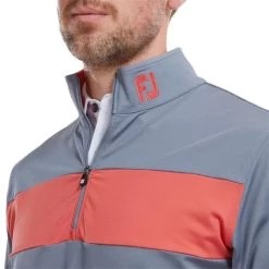 FootJoy Gents Engineered Chest Stripe Chill-Out Graphite - Coral -FootJoy P 88427FJGENTSENGCHESTSTRIPECHILLOUTGRAPHCORAL 3 L
