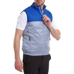 FootJoy Gents Lightweight Thermal Vest Grey - Royal -FootJoy P 88435FJGENTSLWTHERMALVESTGREYROYAL 2 L
