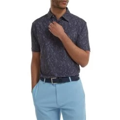 FootJoy Gents Digital Camo Print Lisle Shirt Navy -FootJoy P 88436FJGENTSDIGITALCAMOPRINTLISLESHIRTNAVY 2 L