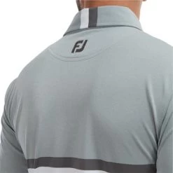 FootJoy Gents Double Chest Band Pique Shirt Grey - Charcoal -FootJoy P 88442FJGENTSDOUBLECHESTBANDPIQUESHIRTGREYCHAR 3 L