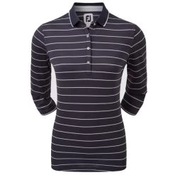 FootJoy Ladies 3/4 Sleeve Pinstripe Pique Navy