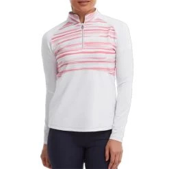 FootJoy Ladies Half-Zip Jersey Watercolour Midlayer White -FootJoy P 88470FJLDSHALFZIPJERSEYWCWHITE 3 L