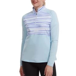 FootJoy Ladies Half-Zip Jersey Watercolour Midlayer Sky Blue -FootJoy P 88471FJLDSHALFZIPJERSEYWCSKYBLUE 5 L
