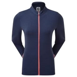 FootJoy Ladies Jersey Tonal Stripe Midlayer Navy - Coral