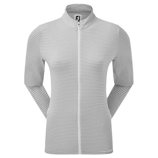 FootJoy Ladies Jersey Tonal Stripe Midlayer Grey 1 FootJoy Ladies Jersey Tonal Stripe Midlayer Grey