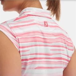 FootJoy Ladies Cap Sleeve Watercolour Print Lisle Coral -FootJoy P 88483FJLDSCAPSLEEVEWCPRINTLISLECORAL 2 L