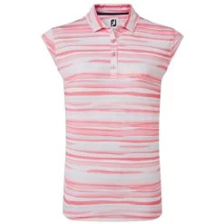 FootJoy Ladies Cap Sleeve Watercolour Print Lisle Coral