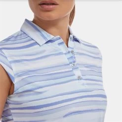 FootJoy Ladies Cap Sleeve Watercolour Print Lisle Violet -FootJoy P 88484FJLDSCAPSLEEVEWCPRINTLISLEVIOLET 2 L