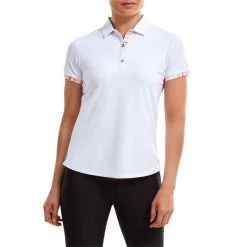 FootJoy Ladies Watercolour Trim Polo Shirt White -FootJoy P 88485FOOTJOYSHIRTWHITELADIES 2 L