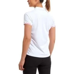 FootJoy Ladies Watercolour Trim Polo Shirt White -FootJoy P 88485FOOTJOYSHIRTWHITELADIES 3 L