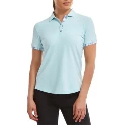 FootJoy Ladies Watercolour Trim Polo Shirt Sky Blue -FootJoy P 88487FOOTJOYSHIRTSKYBLUELADIES 3 L