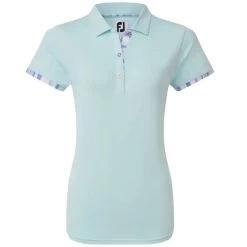 FootJoy Ladies Watercolour Trim Polo Shirt Sky Blue